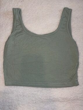 SHEIN Sage Green Ribbed Tank Top